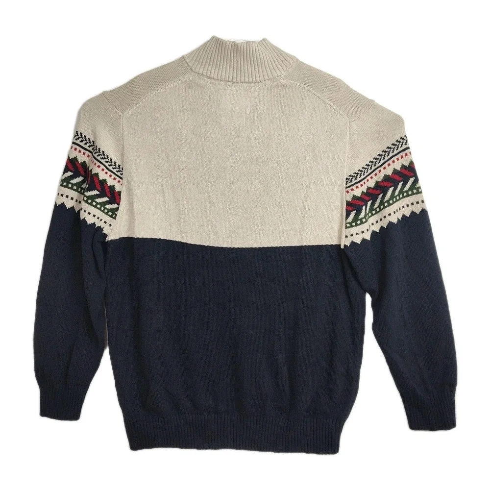 Weatherproof Vintage 1/4-Zip Sweater Men's XXL Nordic Blue/Cream Holiday Sweater